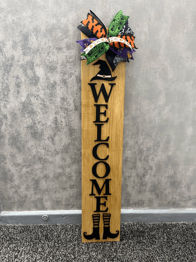 Halloween handmade wooden welcome sign 