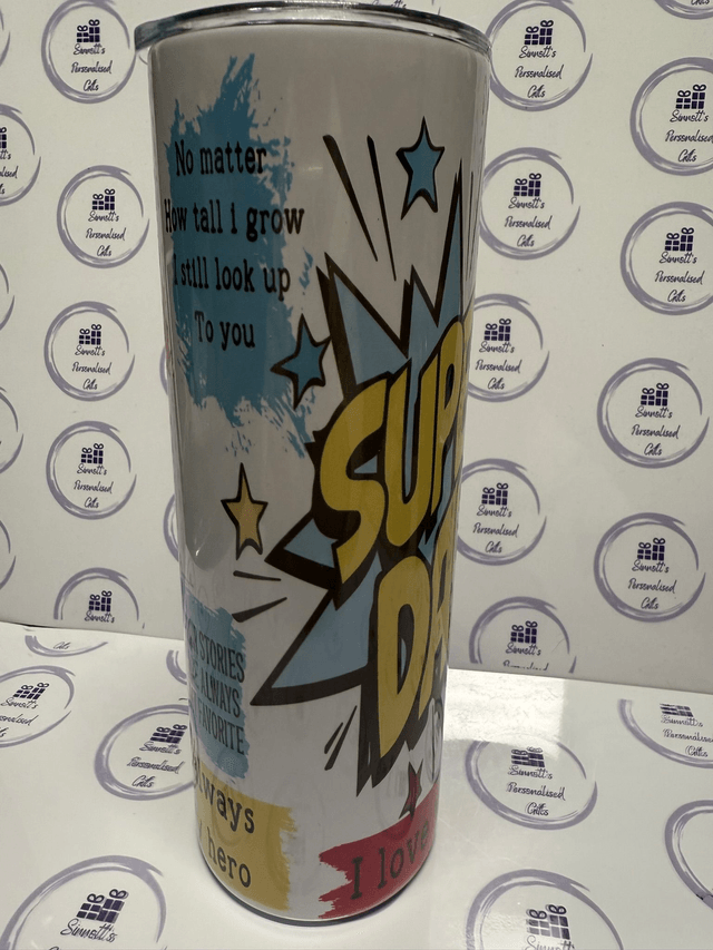 Super Dad metal 20 oz tumbler with metal straw and straw cleaner