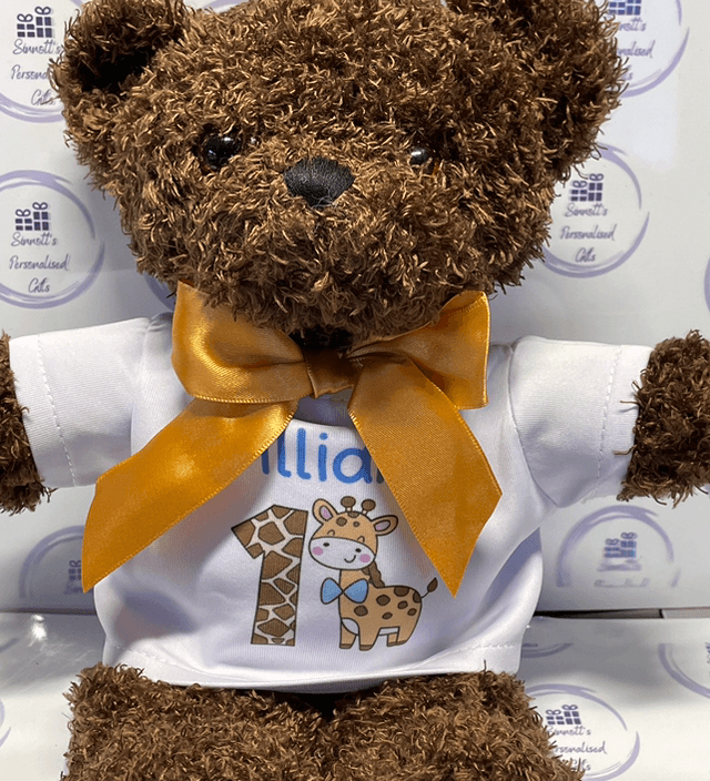 Personalised teddy bear (light brown bear)