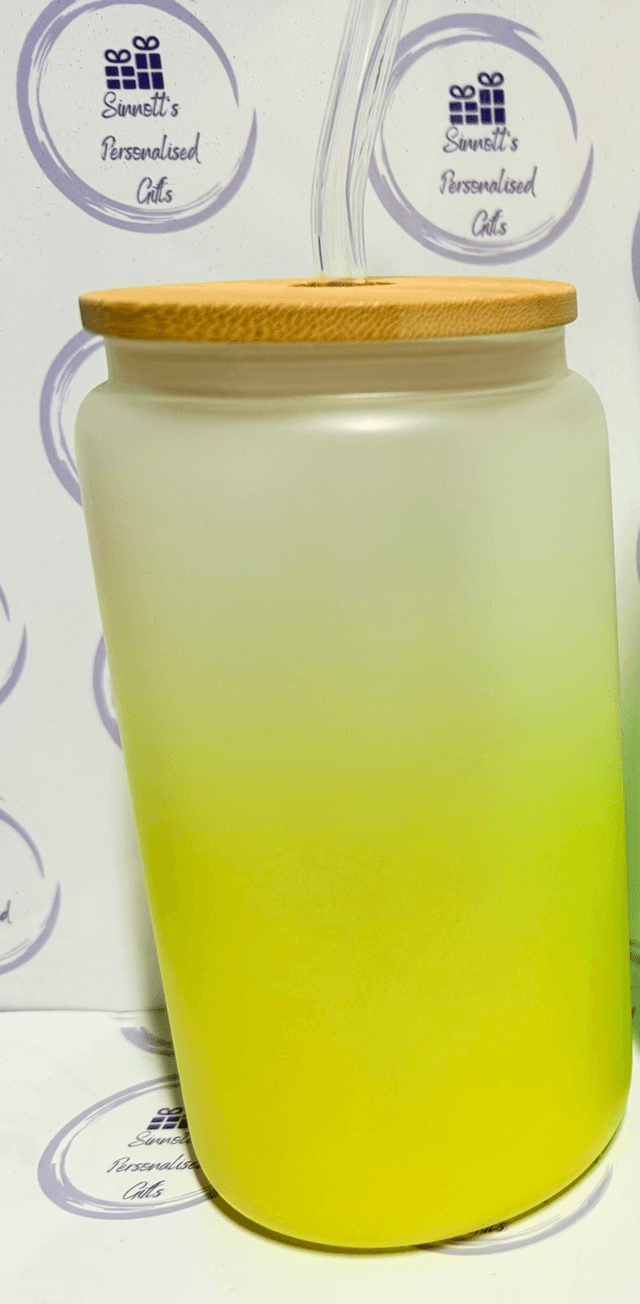 highland cow 16oz glass can with bamboo lid and glass straw