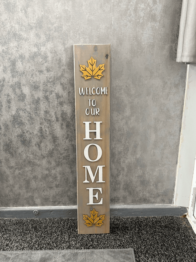 Welcome to our home, handmade wooden sign 
